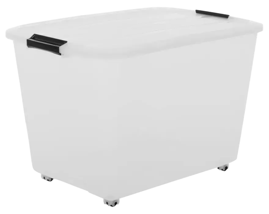 Iris Rollerbox opbergbox transparant kunststof met wieltjes 60 L