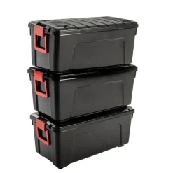 IRIS Store-It-All Opbergbox - 75L - Kunststof - Zwart - Set van 3