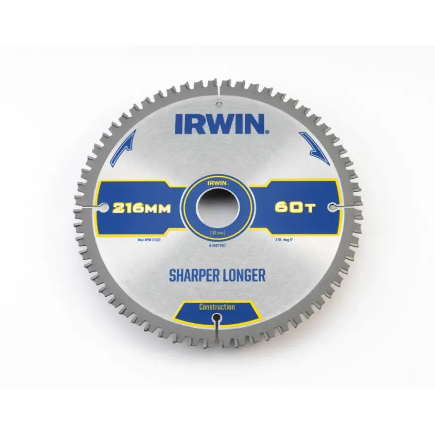 Irwin afkortzaagblad 60T voor hout / laminaat / MDF- 216 x 30 mm