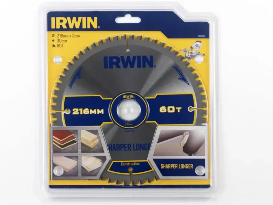 Irwin afkortzaagblad 60T voor hout / laminaat / MDF- 216 x 30 mm
