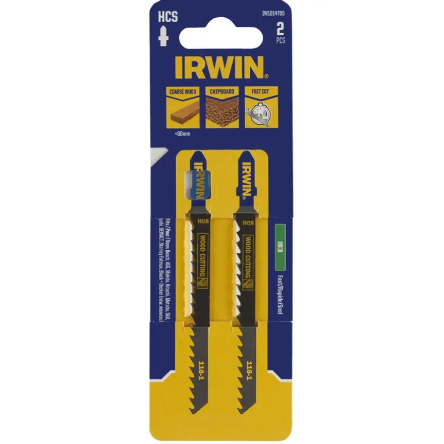Irwin decoupeerzaagblad grof T-aansluiting voor hout - 2 stuks