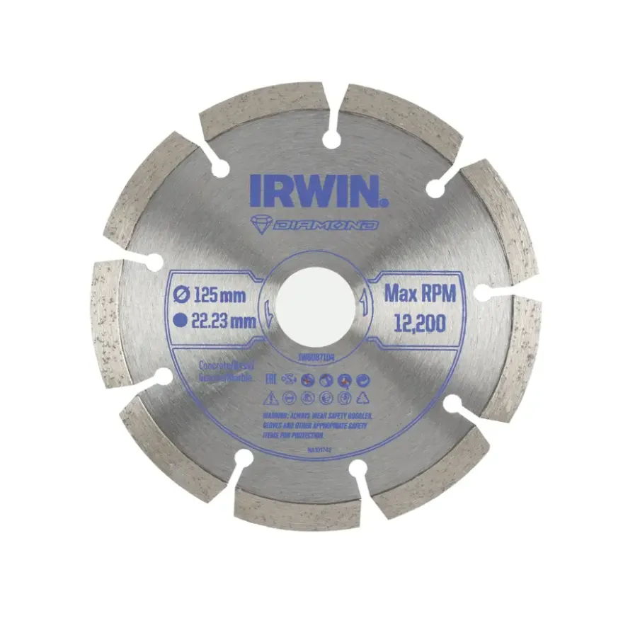 Irwin diamantschijf voor haakse slijper Ø125 mm. Voor steen.