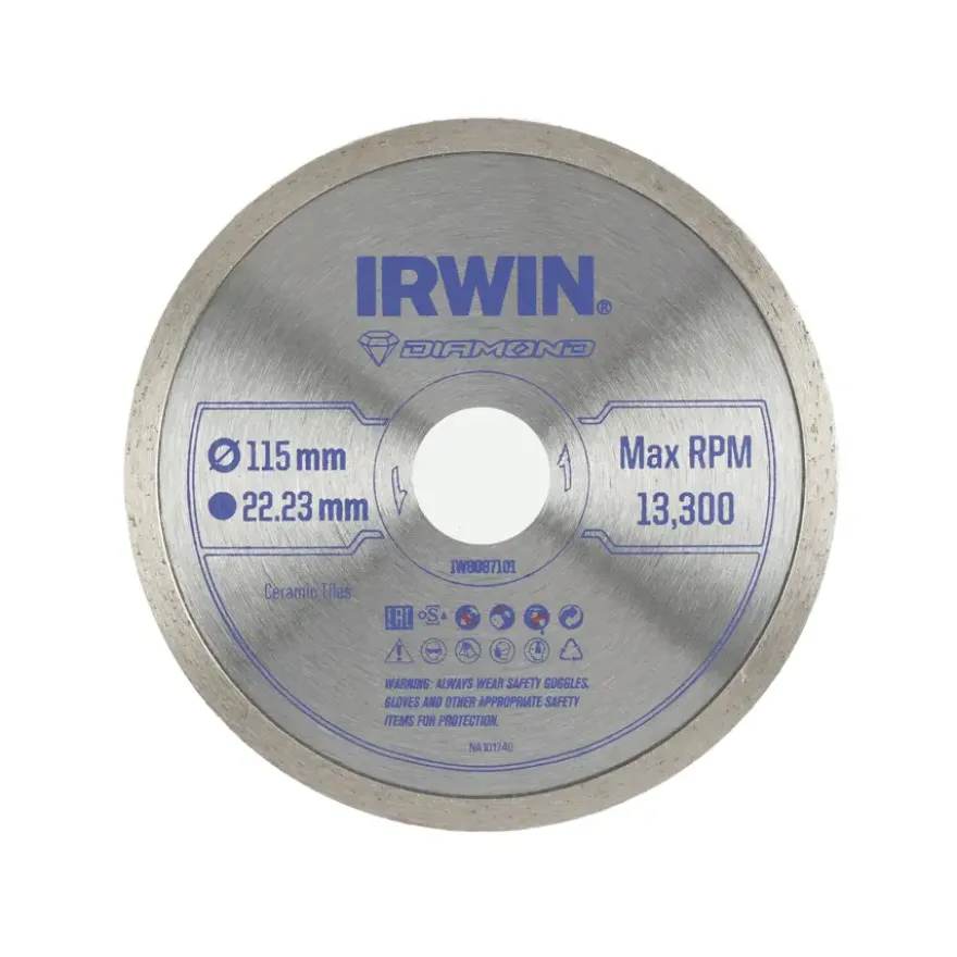 Irwin diamantschijf voor haakse slijper Ø115 mm. Voor kermamiek.