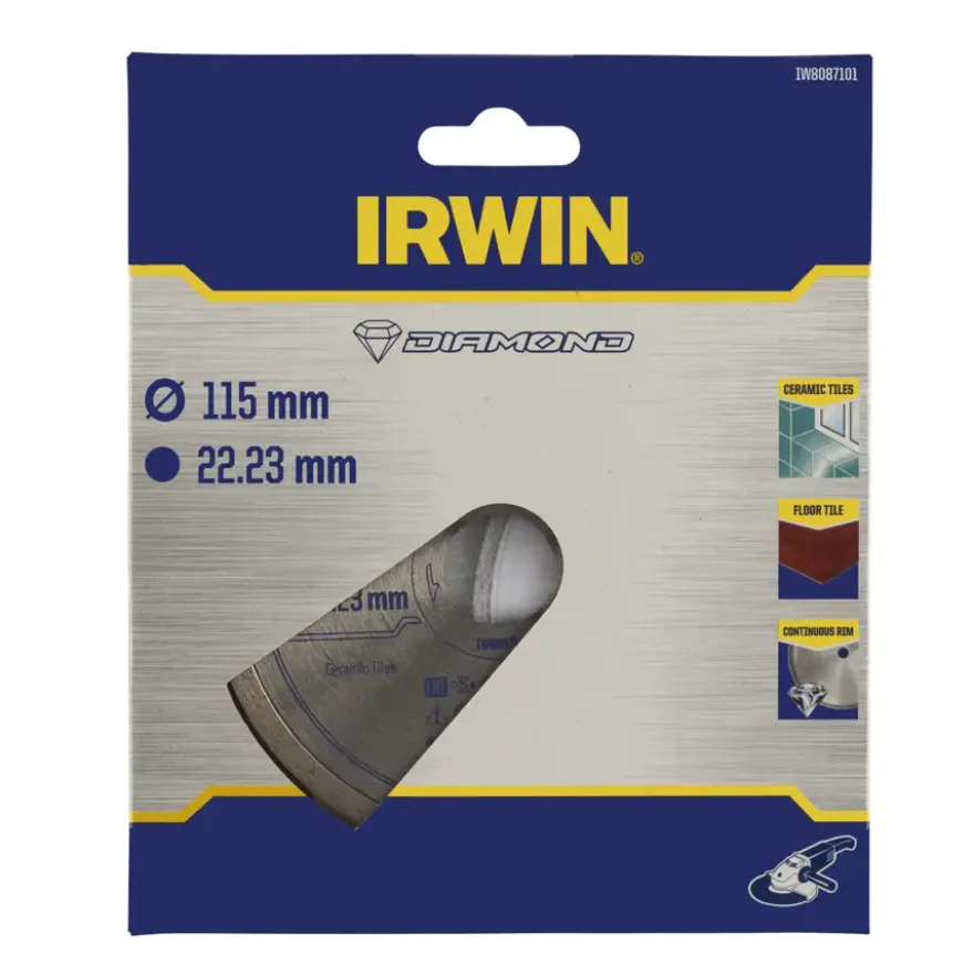Irwin diamantschijf voor haakse slijper Ø115 mm. Voor kermamiek.