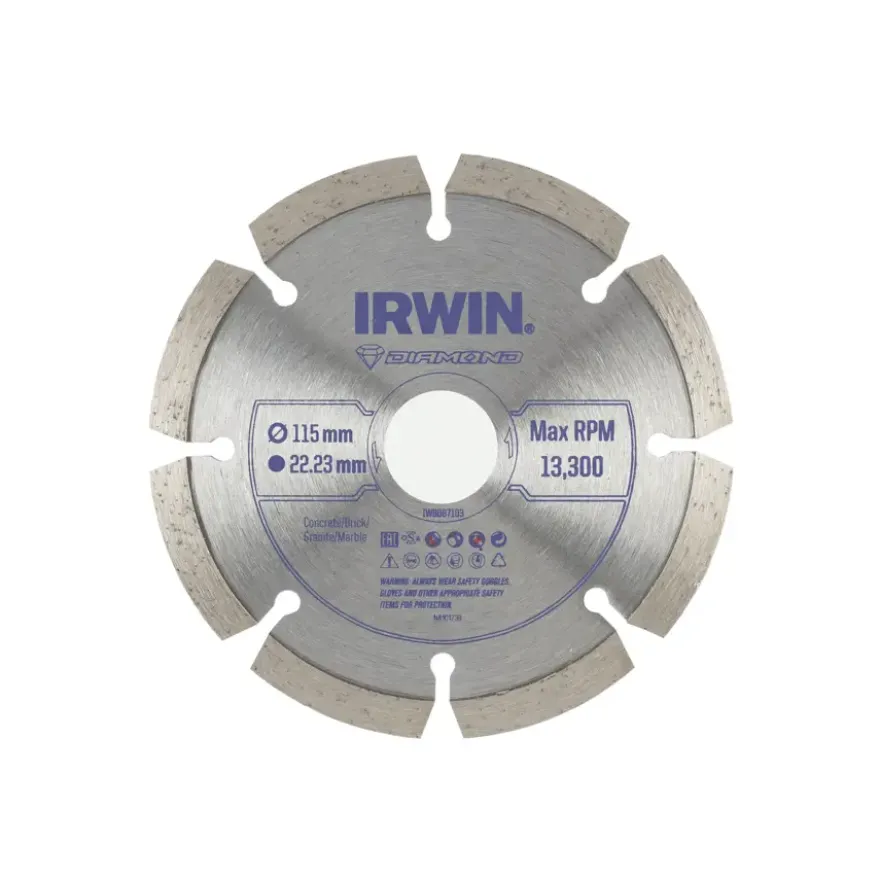 Irwin diamantschijf voor haakse slijper Ø115 mm. Voor steen.