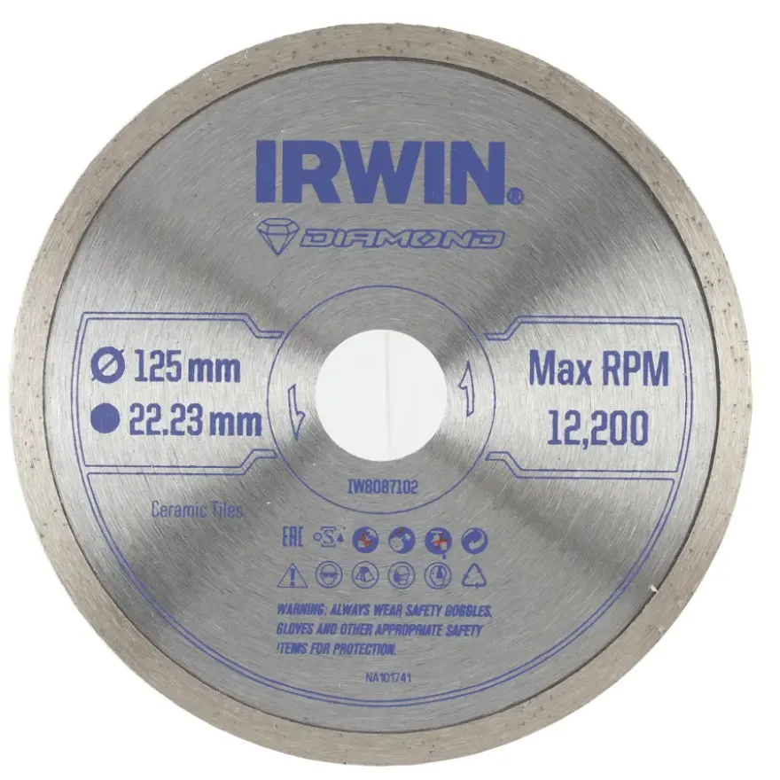 Irwin diamantschijf voor haakse slijper Ø125 mm. Voor kermamiek.