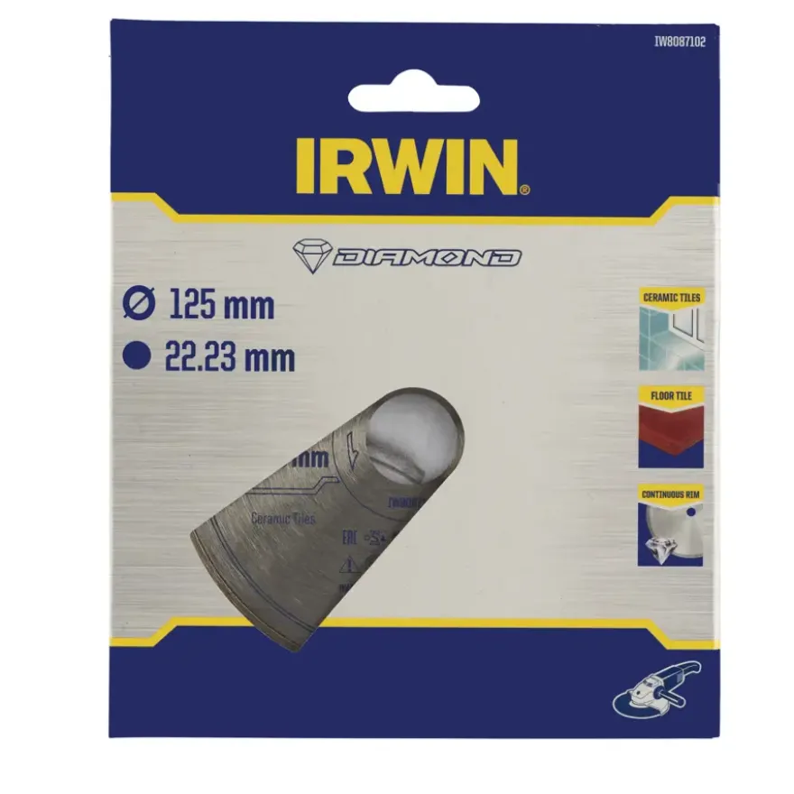 Irwin diamantschijf voor haakse slijper Ø125 mm. Voor kermamiek.