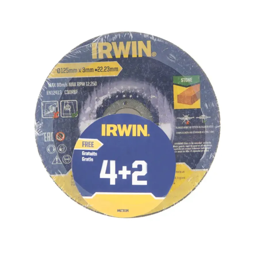 Irwin haakse slijper doorslijpschijven voor steen - 6 stuks - Ø125 x 3 mm