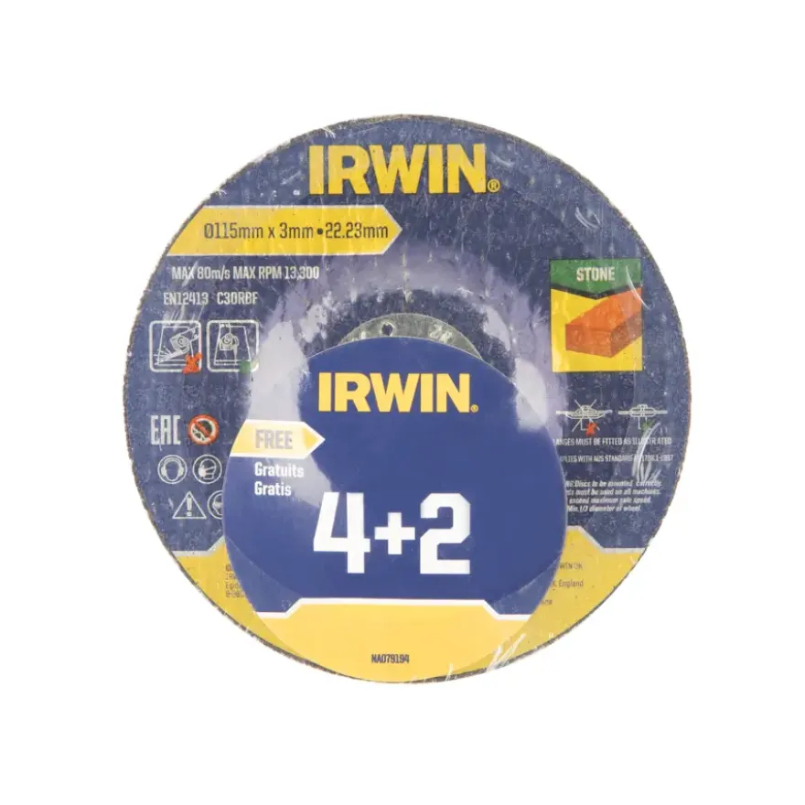 Irwin haakse slijper doorslijpschijven voor steen - 6 stuks - Ø115 x 3 mm