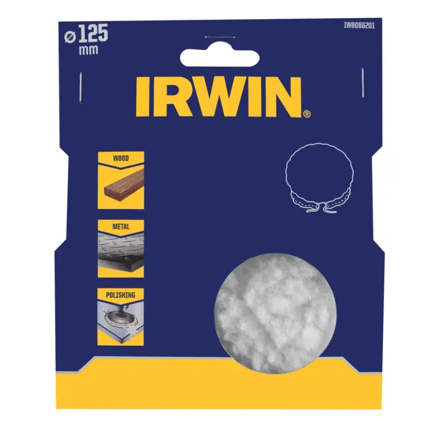 Irwin polijstschijf Ø125 mm van synthetisch lamsvacht.