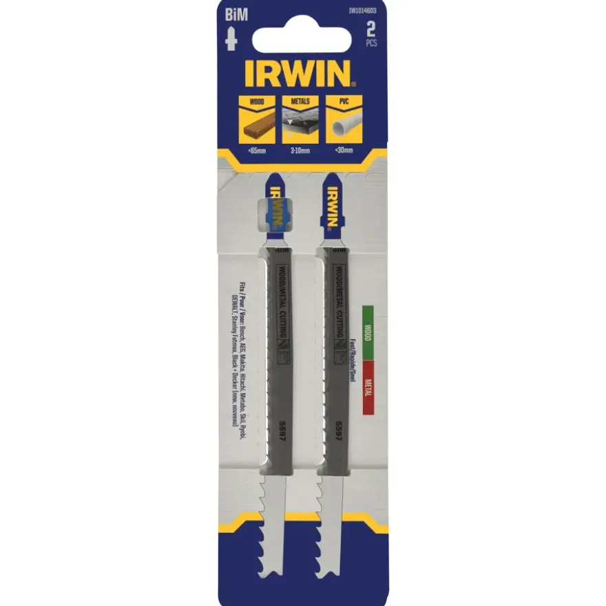 Irwin Pro decoupeerzaagblad bi-metaal T-aansluiting voor hout en metaal - 2 stuks