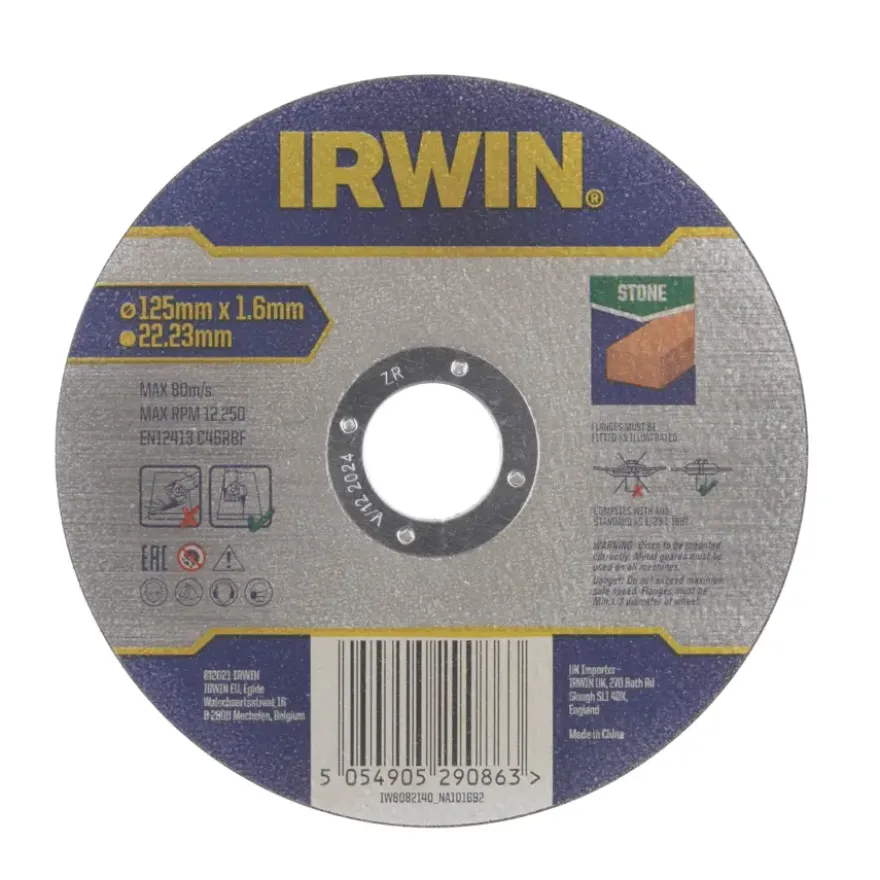 Irwin Pro doorslijpschijf Ø125 mm. Dikte 1.6 mm. Voor steen.