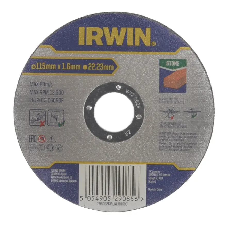 Irwin Pro doorslijpschijf Ø115 mm. Dikte 1.6 mm. Voor steen.