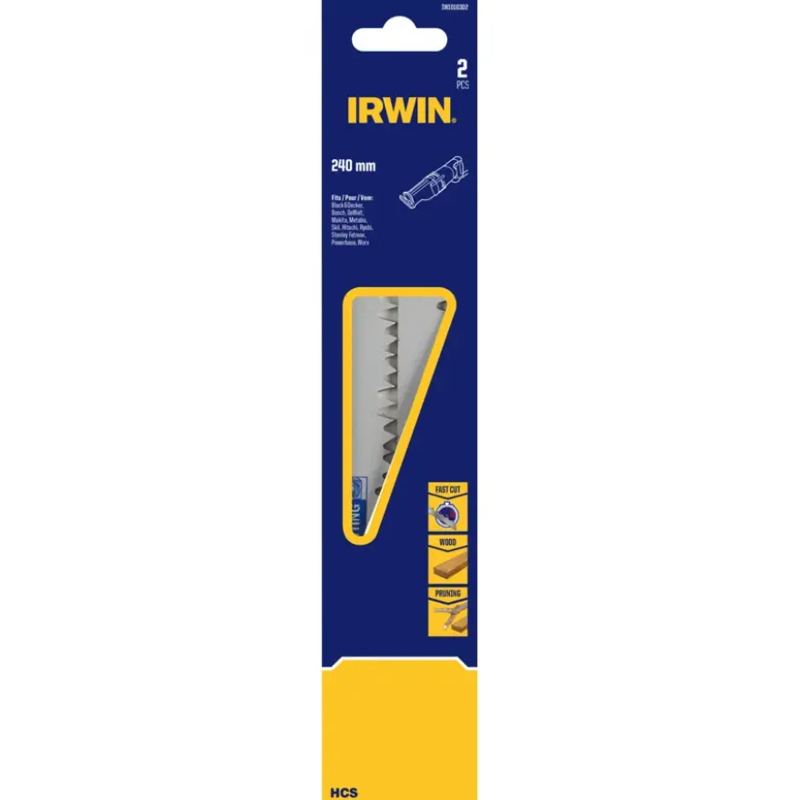 Irwin reciprozaagblad grof voor hout grof - 2 stuks - 240 mm