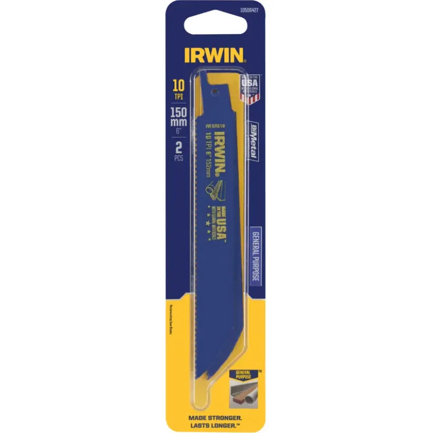 Irwin reciprozaagblad vertanding 10T bi-metaal voor hout / metaal - 2 stuks - 150 mm