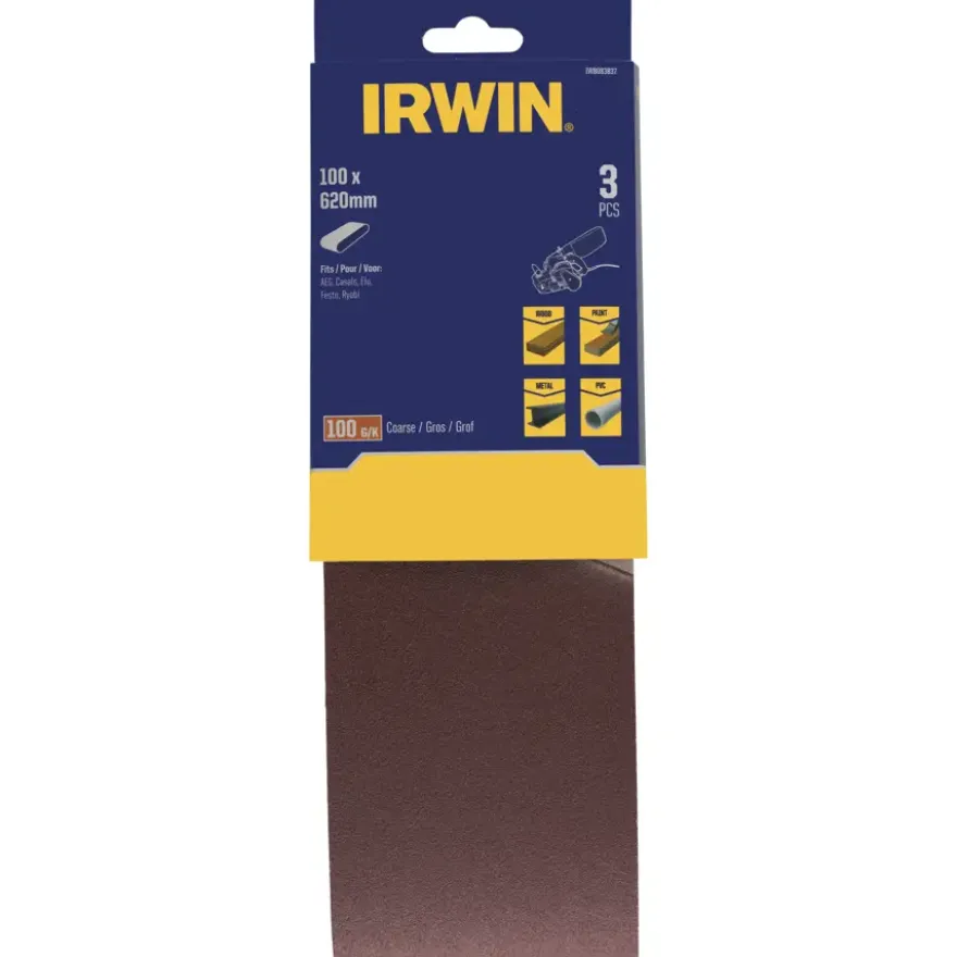 Irwin schuurband 100 x 620 mm K100, 3 stuks