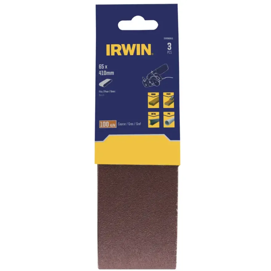 Irwin schuurband 65 x 410 mm K100 voor AEG, Metabo, 3 stuks