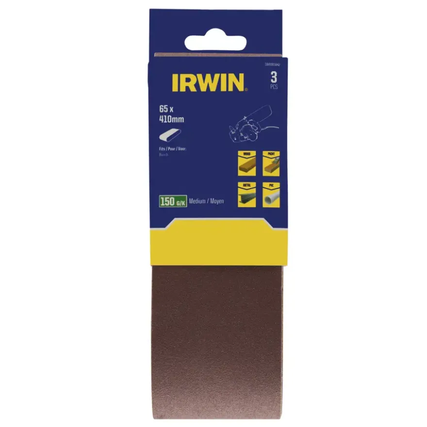 Irwin schuurband 65 x 410 mm K150 voor AEG, Metabo, 3 stuks