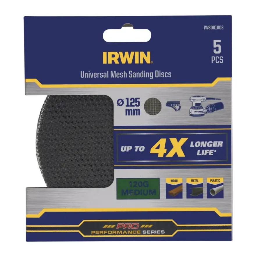 Irwin schuurgaas rond Ø125 mm zelfhechtend K120, 5 stuks