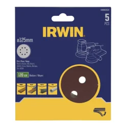 Irwin schuurschijf rond Ø125 mm zelfhechtend K120, 5 stuks