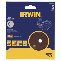 Irwin schuurschijf rond Ø125 mm zelfhechtend K80, 5 stuks
