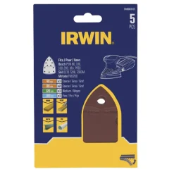 Irwin schuurvel voor multischuurmachines Bosch PSM, Skil, Lux, Metabo, zelfklevend K40/K80/K120/K180, 5 stuks