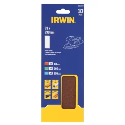 Irwin schuurvel 230 x 93 mm K60/K100/K150 klembevestiging, ongeperforeerd voor Bosch, Skil, Gamma, Makita, Metabo, 10 stuks.
