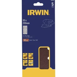 Irwin schuurvel 230 x 93 mm K40 voor klembevestiging, met perforatie voor Bosch, Skil, Gamma, Makita, Metabo, 5 stuks.