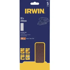 Irwin schuurvel 230 x 93 mm K40 voor klembevestiging, zonder perforatie, 5 stuks.