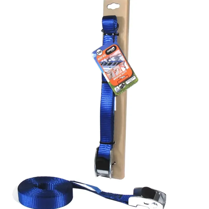 Jumbo spanband blauw 25 mm met rubberen gesp voor extra grip 500 cm