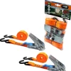 Jumbo spanband oranje 25mm met ratel en S haken 350 cm (2 stuks)