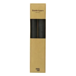 Kaars diner breed zwart 28 cm - set van 2