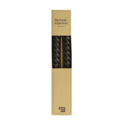 Kaars spiraal zwart 25 cm - set van 2