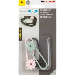 Kabelbinder bloem 3 kleuren 25x77mm - 3 stuks
