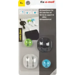 Kabelhouders zelfklevend 4 kleuren - 4 stuks