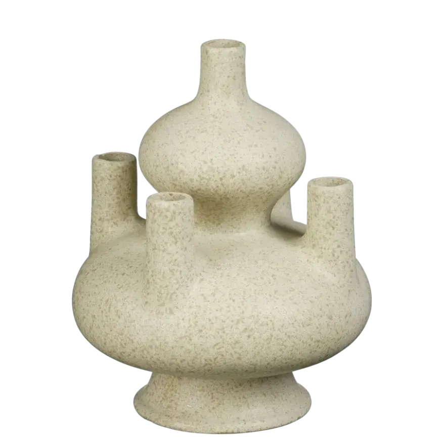 Kandelaar beige - l22,5xb22,5xh29,5cm