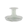 Kandelaar glas groen wit 11x11x7,5cm