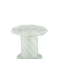Kandelaar glas groen wit 11x11x7,5cm