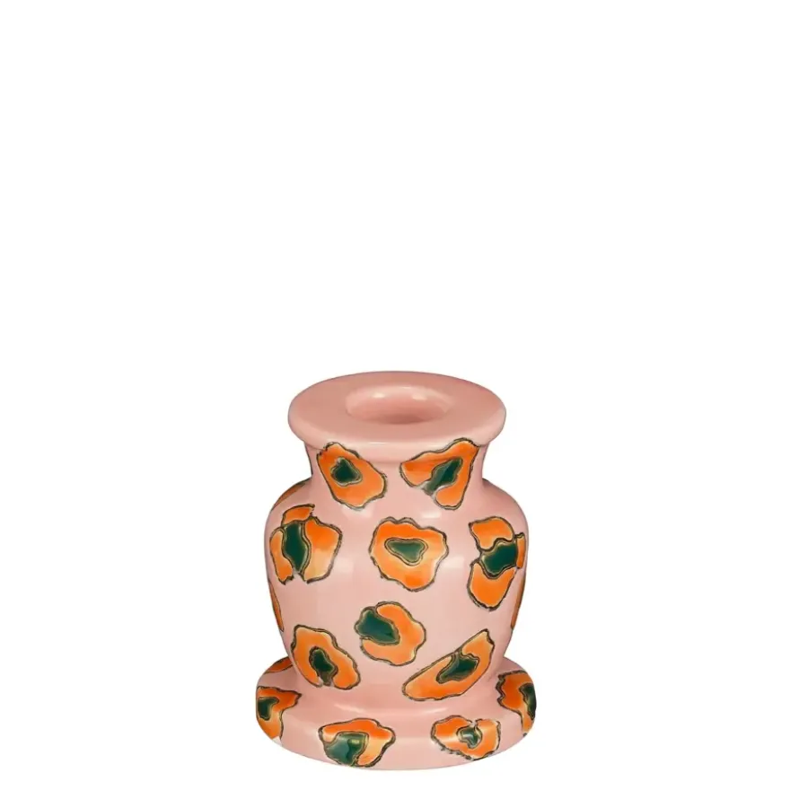Kandelaar l.roze - h9xd7,5cm