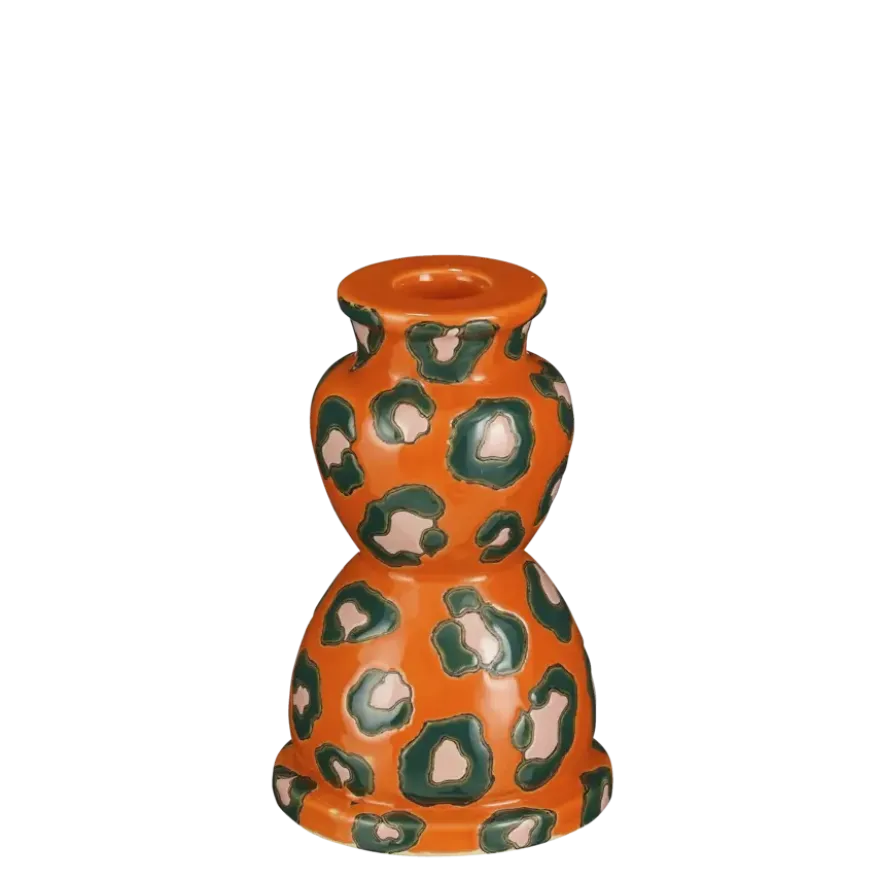 Kandelaar oranje - h15xd9,5cm