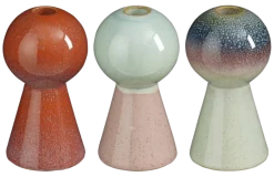 Kandelaar oranje l.groen blauw - h15xd8,5cm - per stuk