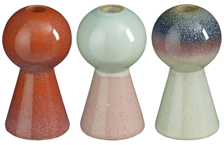 Kandelaar oranje l.groen blauw - h15xd8,5cm - per stuk