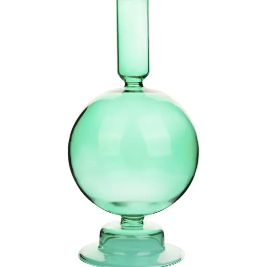 Kandelaar rond glas 19 cm assorti