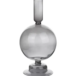 Kandelaar rond glas 19 cm assorti
