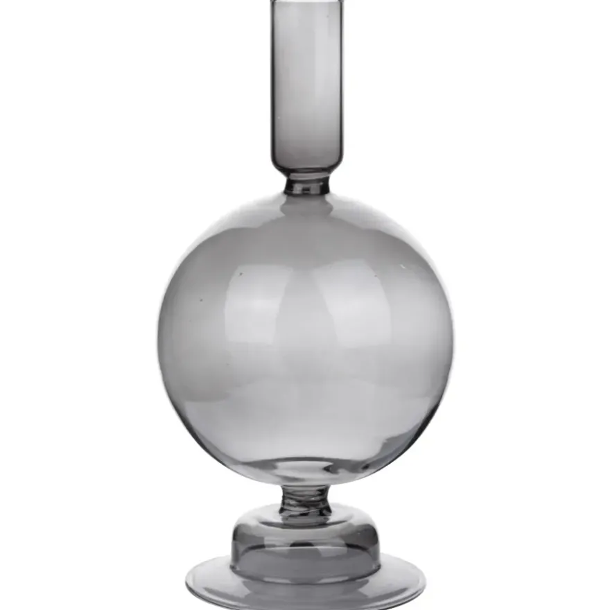 Kandelaar rond glas 19 cm assorti