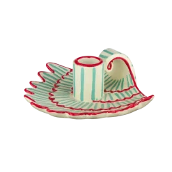 Kandelaar schelp keramiek blauw/rood