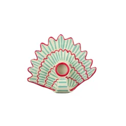 Kandelaar schelp keramiek blauw/rood