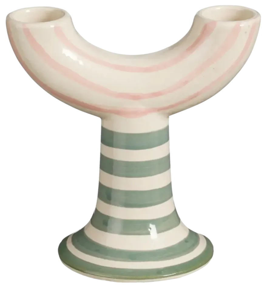 Kandelaar streep roze - h12xd12cm