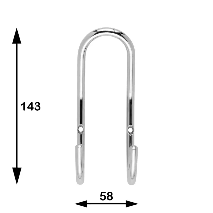 Kapstok 2 haken Gerome chroom zamak 58 mm
