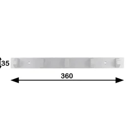 Kapstok 5 haken Kristel aluminium 360 mm